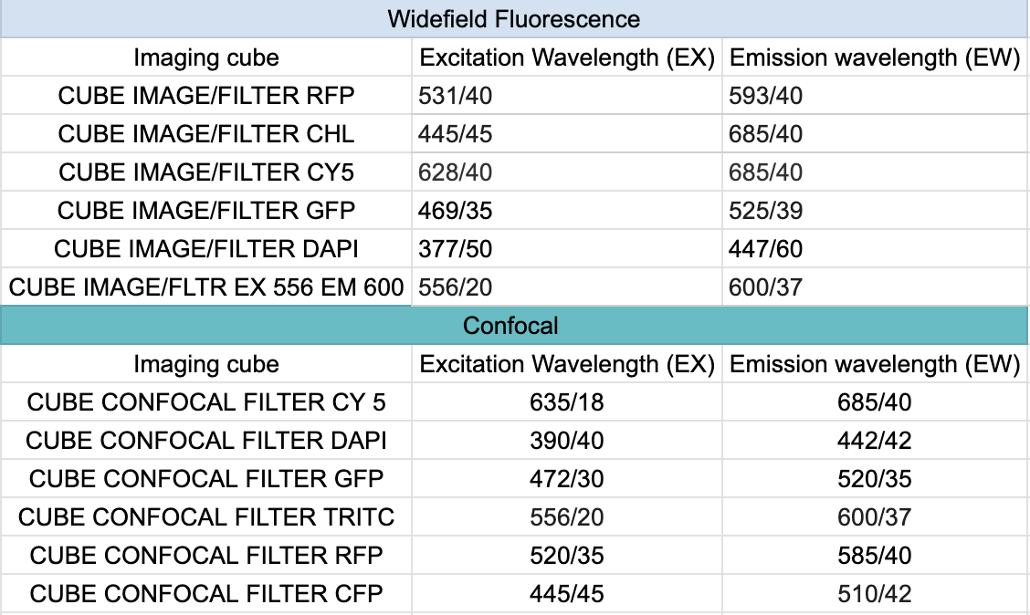 cytation 10 filters/wavelengths